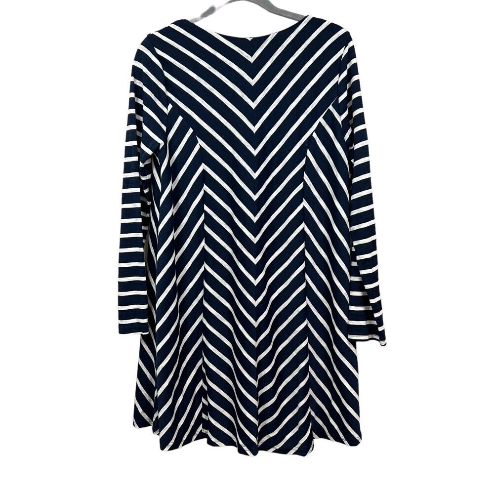 Crescent Womens Shift Dress Striped V Neck Lined Long Sleeves Blue White Size M* — image 4 of 5
